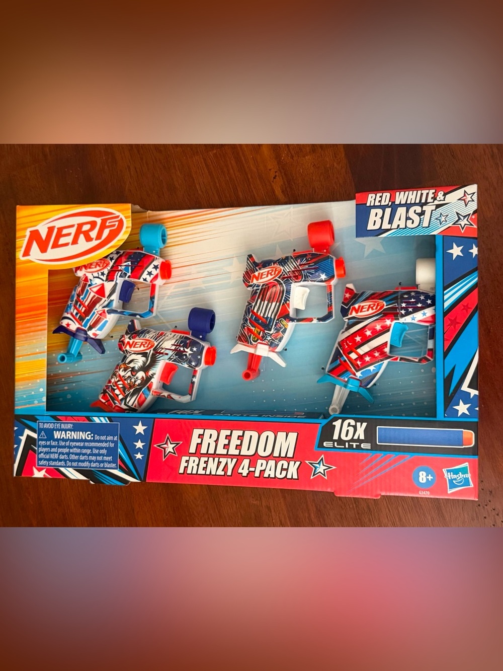 NEW Nerf Elite Freedom Frenzy 4-Pack Red White Blue Blasters - 2026 USA 250th Ed